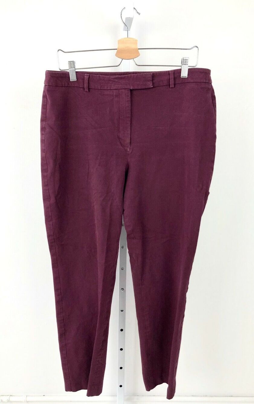 TALBOTS High Waist Straight Pants Curvy Flat Front Stretch Wine Purple Red 14